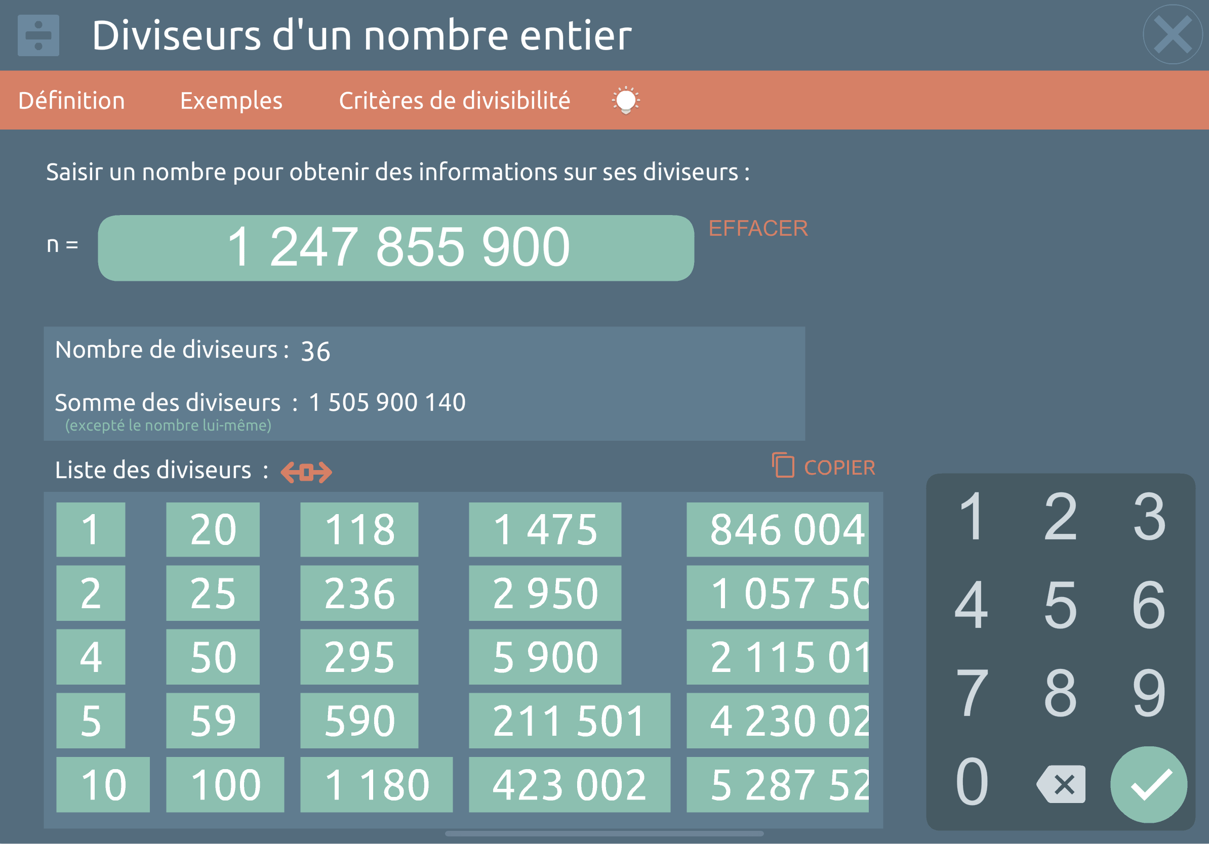 Effectuer la liste des diviseurs d'un nombre - 2/2 